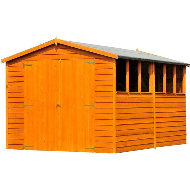 Shire Garden Value Overlap 12 x 6 Double Door Apex Shed, Brown