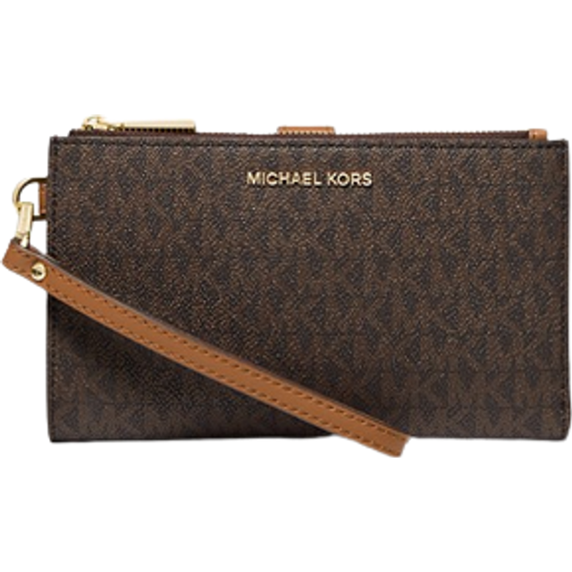 Michael Kors Acorn/Borwn Ladies Adele Logo Smartphone Wristlet - Yellow (Size 7.25 W X 4 H X 1.5 D)