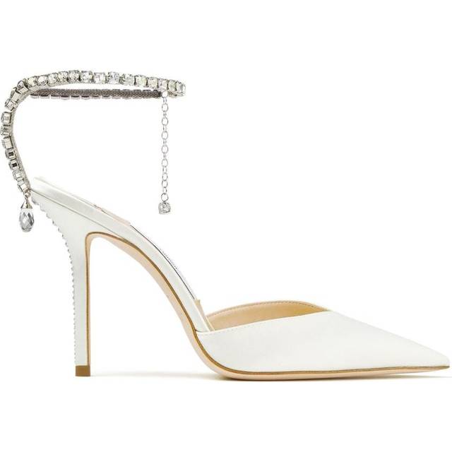 Jimmy Choo Off-White Saeda 100 Heels - IVORY/CRYSTAL - IT 35
