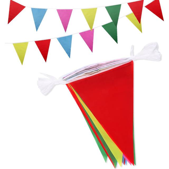 Walolo Multicolor Plastic Bunting Banner Flags Outdoor (5 Pack, each 26 feet)
