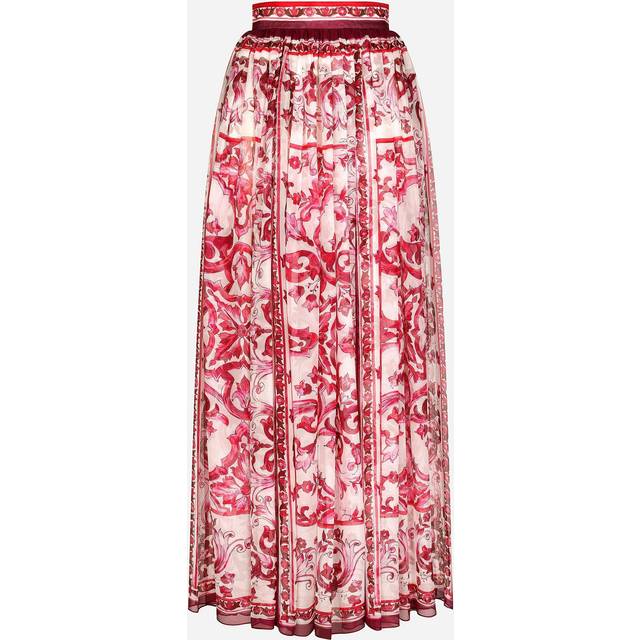Dolce&Gabbana Majolica pleated silk maxi skirt - multicoloured (UK 12)