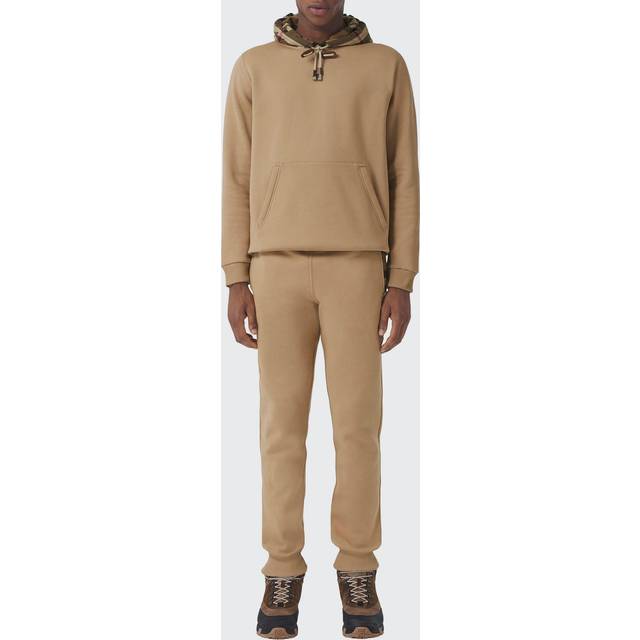 Burberry, Hoodies, male, Brown, XL, Cotton Hoodie with Leather Details