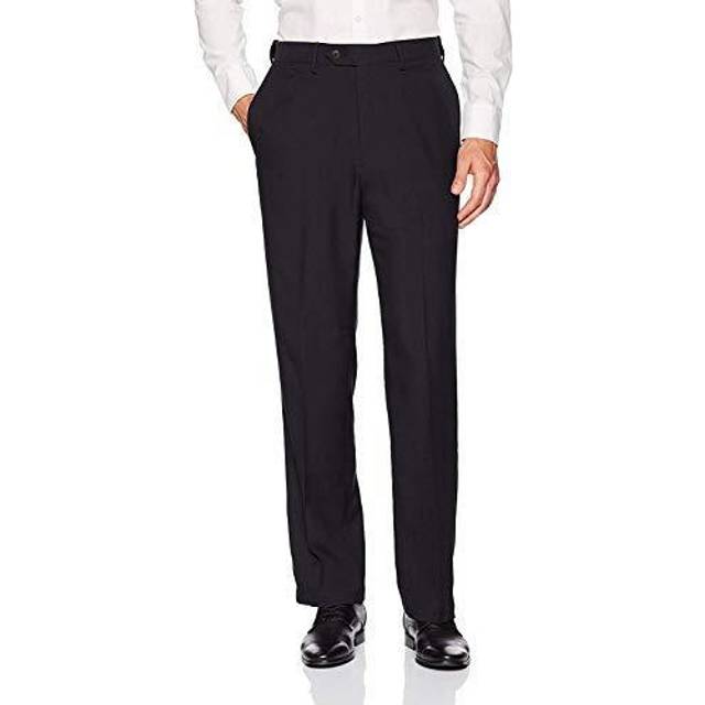 Haggar mens Eclo Stria Expandable-waist Plain-front dress pants  Navy  36W x 32L US