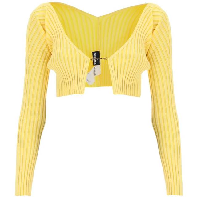 JACQUEMUS Yellow Le Raphia 'La Maille Pralù' Cardigan - 210 Light Yellow - FR 44