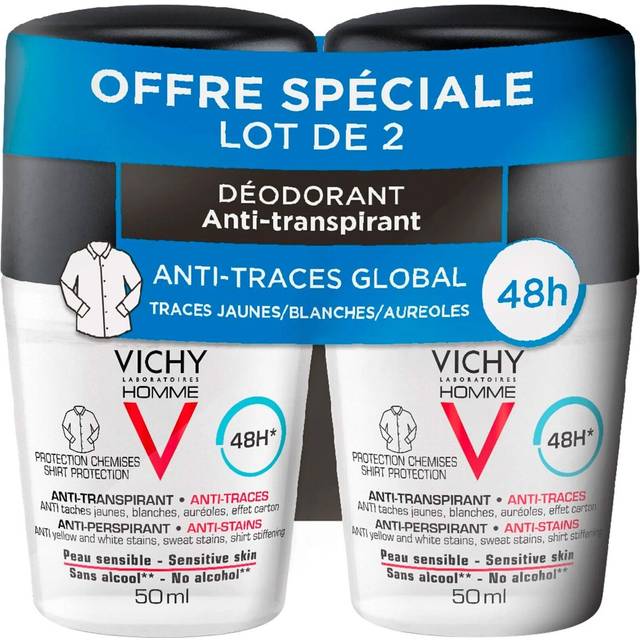Homme 48H Antiperspirant Deodorant Anti-Marks Roll-On 2 x 50ml