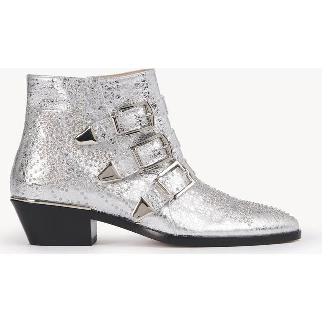 Chloé Silver Susanna Ankle Boots - 9DL Silver - IT 36