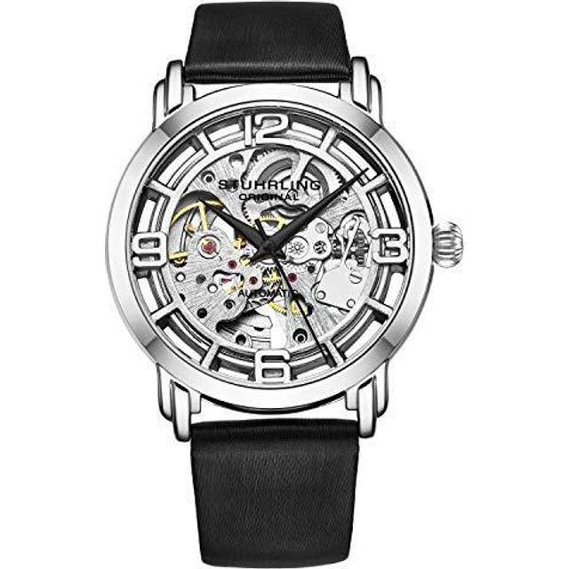 Womens Winchester Automatic Skeleton Watch with Satin Twill Strap - Black - One Size