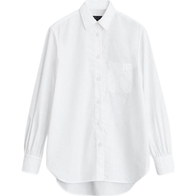 Maxine Classic Button-Front Shirt - WHITE - Large