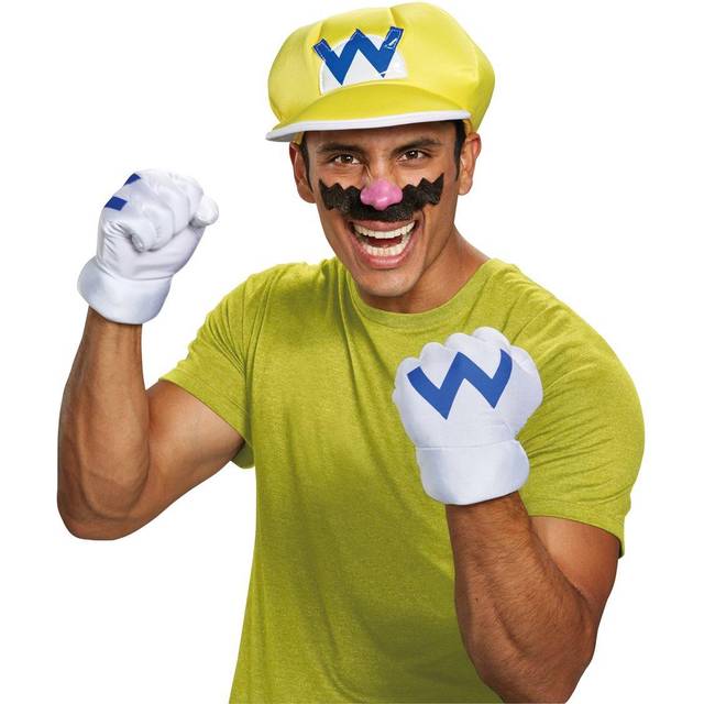 Super Mario Bros Wario Adult Costume Accessory Kit - Blue&#47;White&#47;Yellow (One-Size)