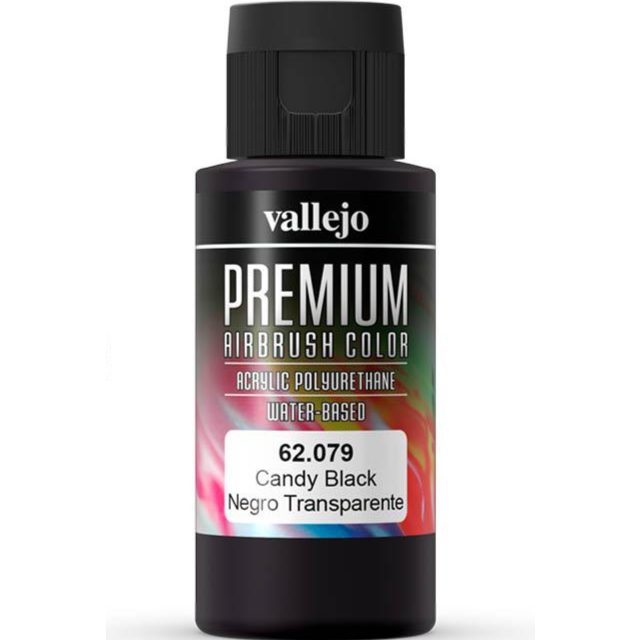 Vallejo : Premium Airbrush Paint : 60ml : Candy Black Transparent