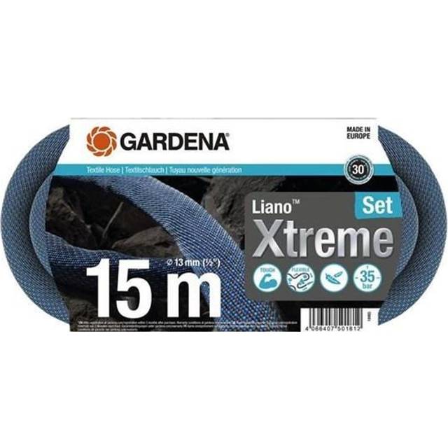 Gardena Liano XTREME Textile Hose Pipe Set 1/2" / 12.5mm 15m Blue