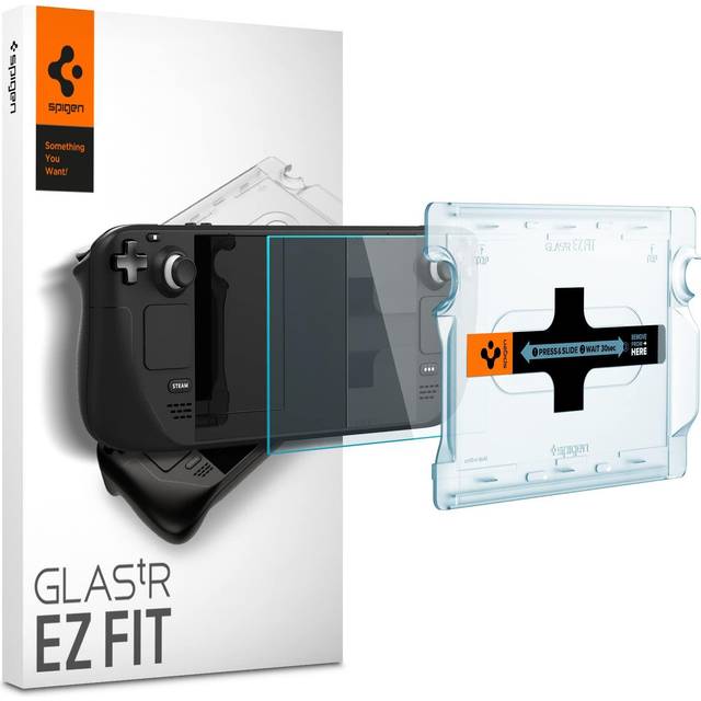 Spigen Glas.tR EZ Fit Schutzfolie kompatibel mit Steam Deck OLED (2023), Steam Deck LCD (2022), Kratzfest, Kristallklar, 9H Härte Folie