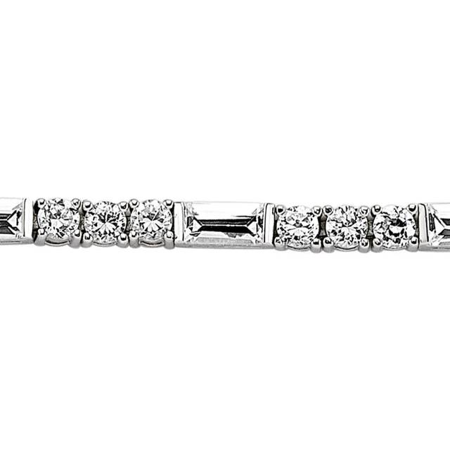Jewelco London Ladies Sterling Silver Emerald Cut Cubic Zirconia 3 + 1 Alternating Tennis Bracelet 3mm 7.5 inch - GVB087