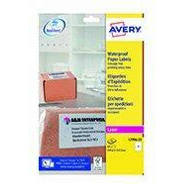 Avery Waterproof Paper Labels For Laser Printers 199.6 x 143.5mm 2 Per Page (25 sheets / 50 labels) - L7996-25