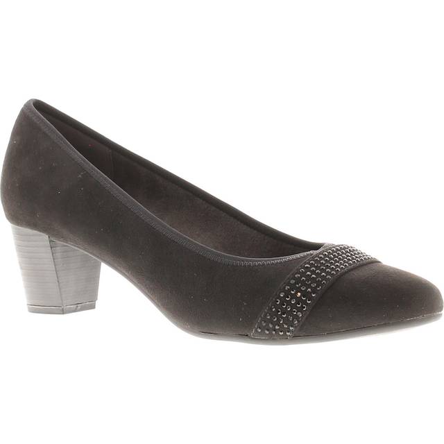 Jana Dam Softline 8-22465-41 Bekväm multibredd bekväm sko glitter klassisk festliga festpumps, antracit, 38 EU Weit