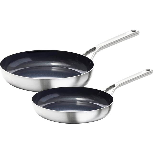"OXO Mira Tri-Ply Stainless Steel PFAS-Free Nonstick  8"""""""" and 10"""""""" Frying Pan Skillet Set  Induction  Multi Clad  Dishwasher and Metal Utensil Safe"