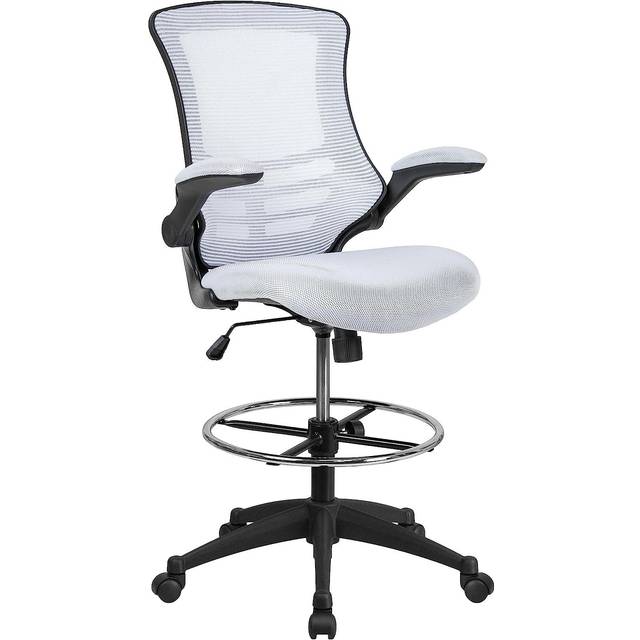 Flash Furniture Kelista mid-back vit nät ergonomisk ritstol | justerbar fotring, flip-up-armar | Komfort och produktivitet
