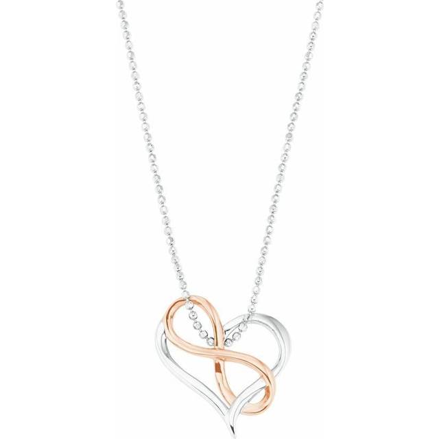 Amor-halsband med hängsmycke 925 Sterling Silver Halsband för damer, 45 cm, tvåfärgat, oändligt, levereras i presentförpackning, 2026251