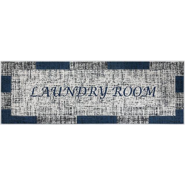 Power Loom Navy/White Rug (51cm W X 150cm L)
