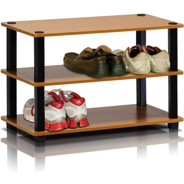 Shoe Racks, Wood, Light Cherry/Black, one size