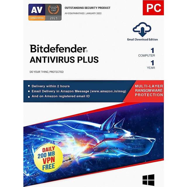 Bitdefender Antivirus Plus 2024/2025, 5 Geräte - 3 Jahre, Download