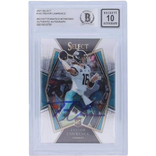 Trevor Lawrence Jacksonville Jaguars Autographed 2021 Panini Select Premier Level #143 Beckett Fanatics Witnessed Authenticated 10 Rookie Card