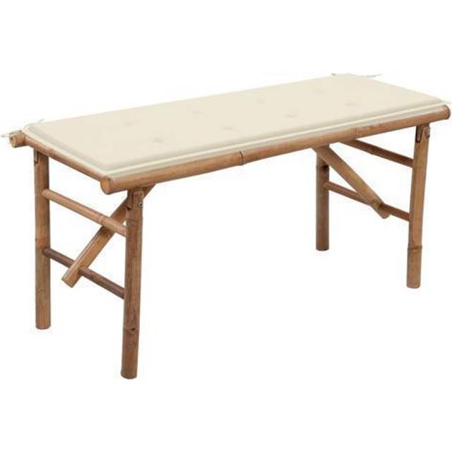 Hopfällbar trädgårdsbänk med dyna 118 cm bambu