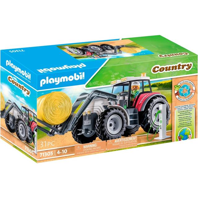 71305 Country Large Electric Tractor, An electric-powered tractor with an openable roof and E-charging station, Fun Imaginative Role-Play, PlaySets