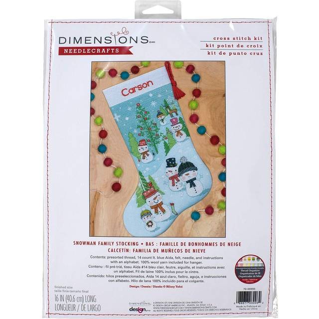 "Dimensions Counted Cross Stitch Kit 16"" Long-Snowman Family Stocking (14 Count) 70-08996"
