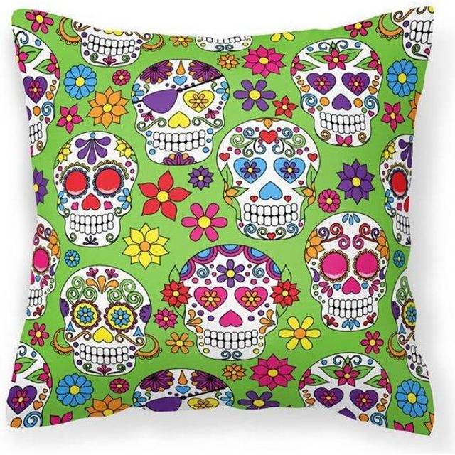 Caroline's Treasures BB5117PW1818 Day of the Dead Green Fabric Decorative Pillow  Multicolor  18Hx18W