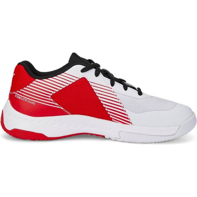 PUMA Unisex barn Varion Jr hallsneakers, Puma vit Puma svart hög risk röd, 34 EU