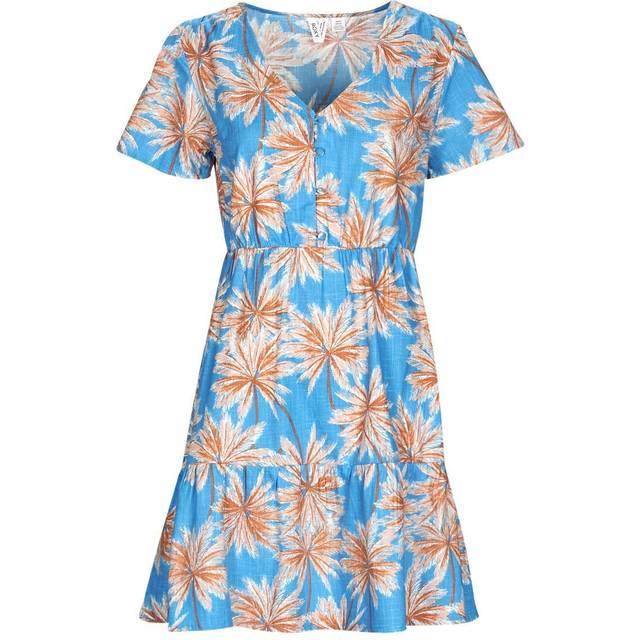 Bikini Party Dress in Azure Blue Palm Island - L
