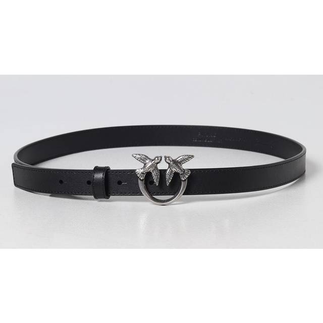 PINKO, Belts, female, Black, XS, Black Leather Belt Love Berry