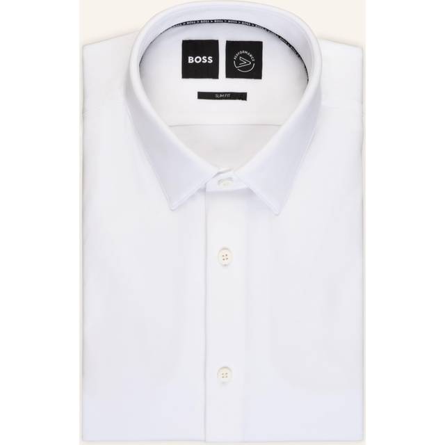 Slim-fit shirt in a performance-stretch cotton blend - White
