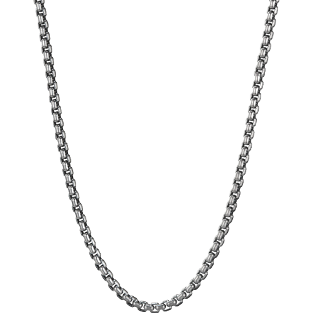 Box Chain Necklace in Darkened Stainless Steel, 4mm