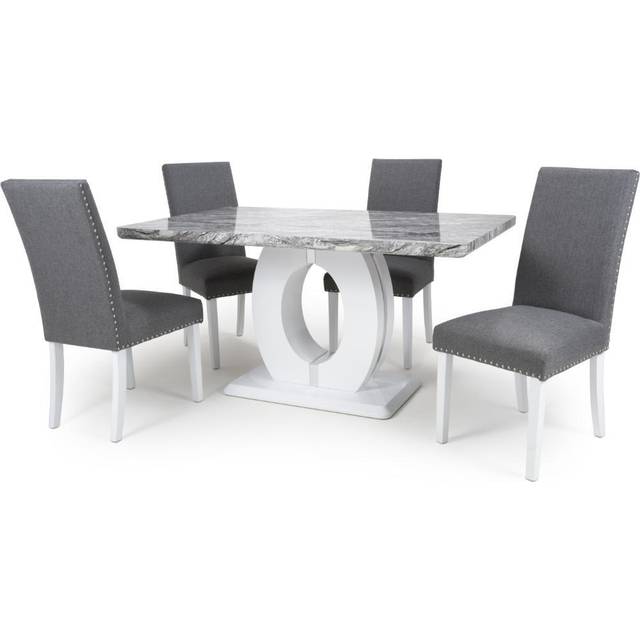 Neptune Marble Dining Set - White