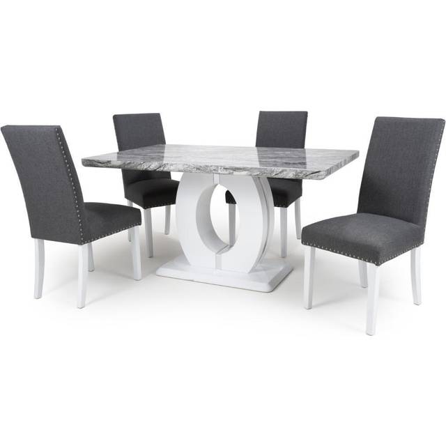 Neptune Marble Dining Set - White