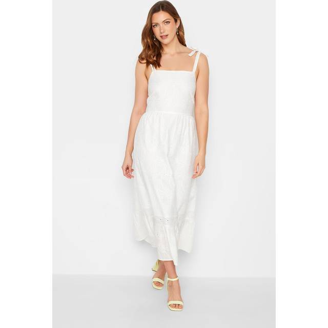 Lts Tall White Floral Broderie Anglaise Midaxi Sundress 16 Lts | Tall Women's Midaxi Dresses