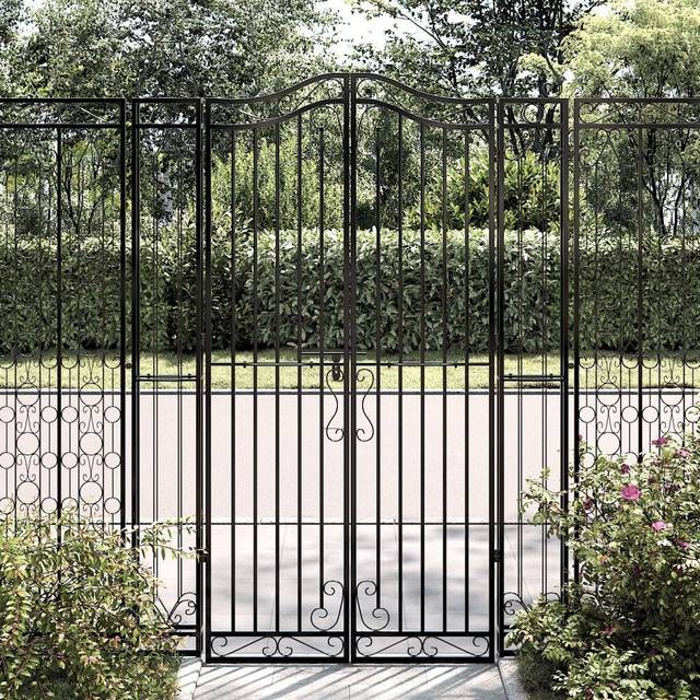 vidaXL Garden Gate Black 121x8x180 cm Wrought Iron
