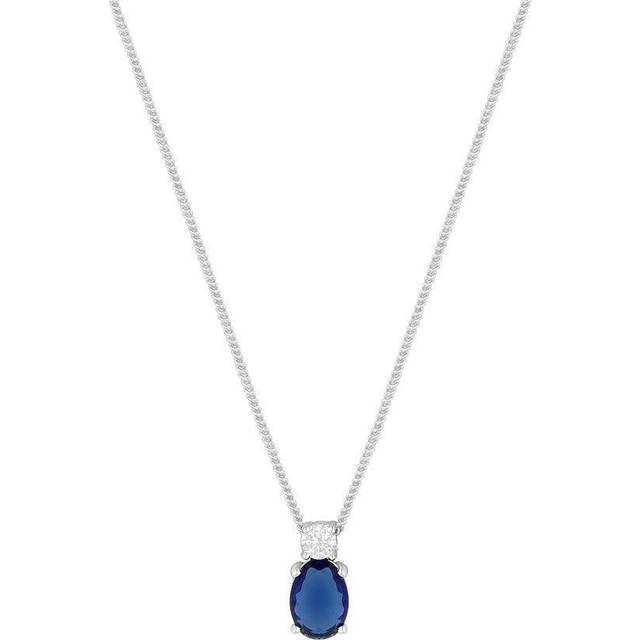Simply Silver Simply Silver Sterling Silver 925 Mini Sapphire Cubic Zirconia Pendant Necklace