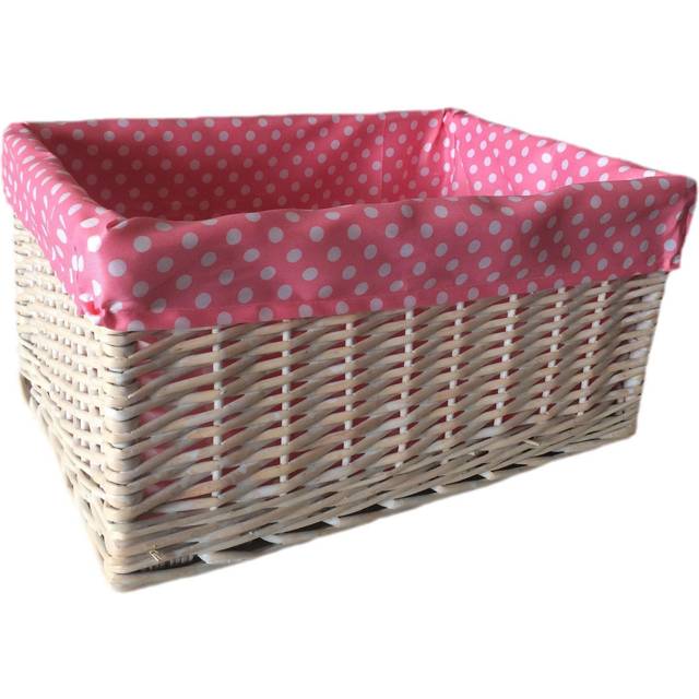 Pink Spotty Lined Storage Basket - Large