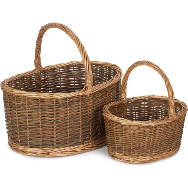 Childs Country Oval Wicker Shopping Basket Unlined - Set of 2