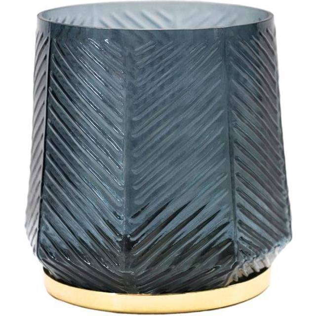 Elm Embossed Candle Holder - Blue