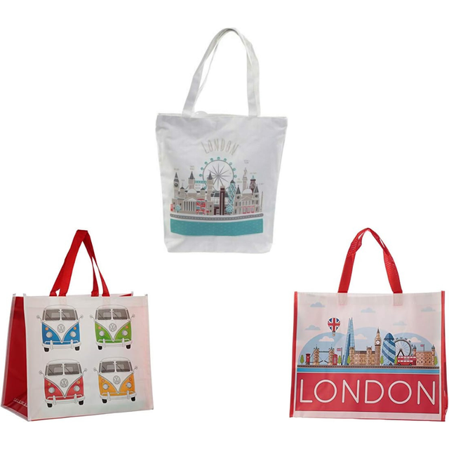 Handy Cotton Zip Up Shopping Bag - London Icons