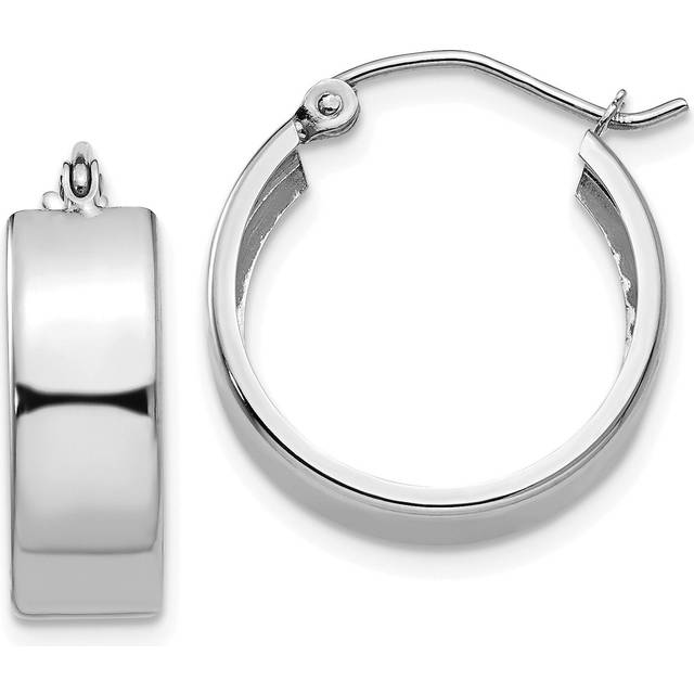 Quality Gold H341 14K White Gold Fancy Hoop Earrings