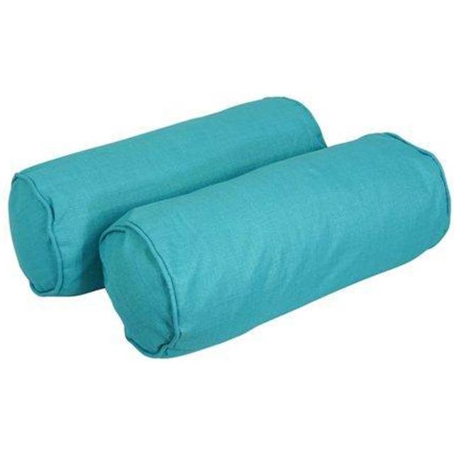 Blazing Needles Indoor/Outdoor Corded Bolster Pillow, 20 x 8, Aqua Blue 2 Count