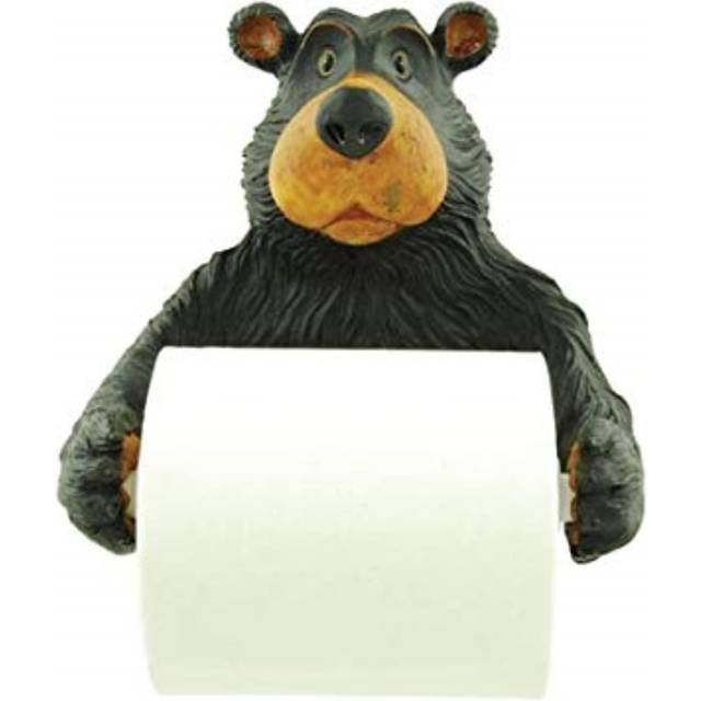 WD Willie Black Bear Holding Roll of Toilet Tissue Wall Mounted Toilet Paper Holder Rack 75