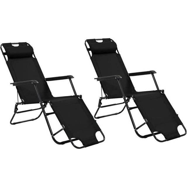 Alivio Set of 2 Zero Gravity Chairs, Garden Outdoor Patio Sun Loungers Folding Reclining Chairs with Cupholders - Set of 2, Grey