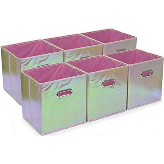 Foldable Cube Storage Bins - 6 Pack - These Decorative Fabric Storage Cubes are Collapsible and Great Organizer for Shelf  Closet or Underbed. Conveni