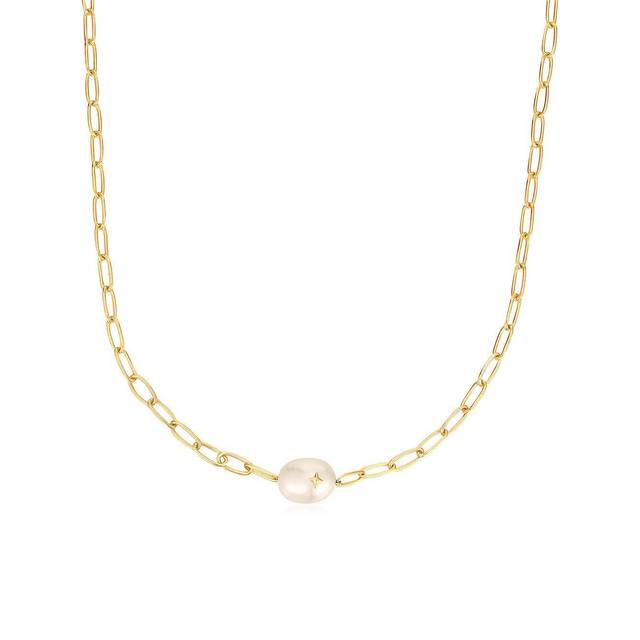 Gold Pearl Sparkle Chunky Chain Necklace N043-05G